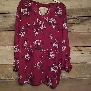Maurices plus size womens blouse- maroon